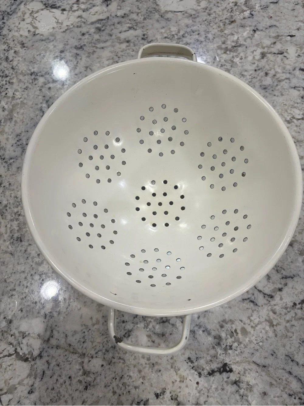 Vintage Cream Floral Enamel Colander Cottagecore Grandma core Decor